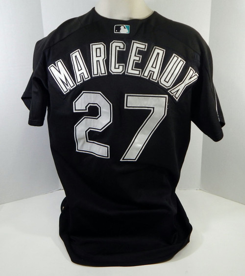 2003-06 Florida Marlins Jacob Marceaux #27 Game Used Black Jersey BP ST XL 084