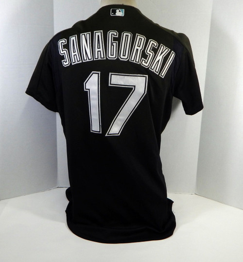 2003-06 Florida Marlins Paul Sanagorski #17 Game Used Black Jersey BP ST L 151