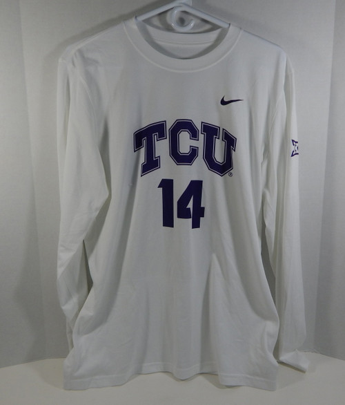 Texas Christian Uni TCU Horn Frogs #14 White Nike Volleyball Game Used Jersey 8