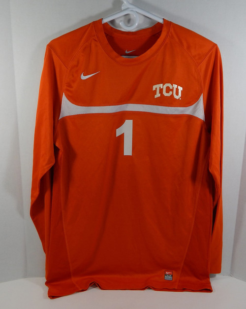 Texas Christian Uni Horn Frogs #1 Orange Nike Volleyball Game Used Jersey 772