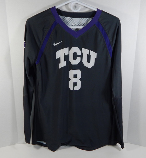 Texas Christian TCU Horn Frogs #8 Black Nike Volleyball Game Used Jersey 704