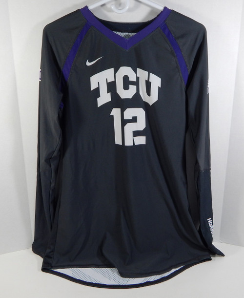 Texas Christian TCU Horn Frogs #12 Black Nike Volleyball Game Used Jersey 705