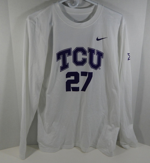 Texas Christian Uni TCU Horn Frogs #27 White Volleyball Game Used Jersey 38