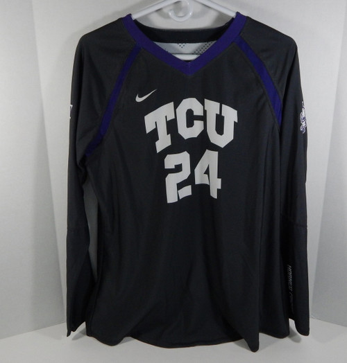 Texas Christian Uni TCU Horn Frogs #24 Black Volleyball Game Used Jersey 13