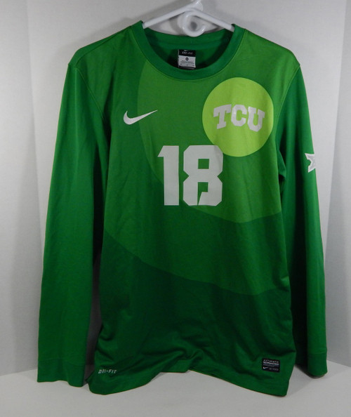 Texas Christian Uni TCU Horn Frogs #18 Green Nike Soccer Game Used Jersey 35