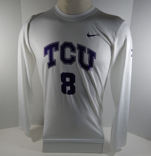 Texas Christian Uni TCU Horn Frogs #8 White Volleyball Game Used Jersey 34