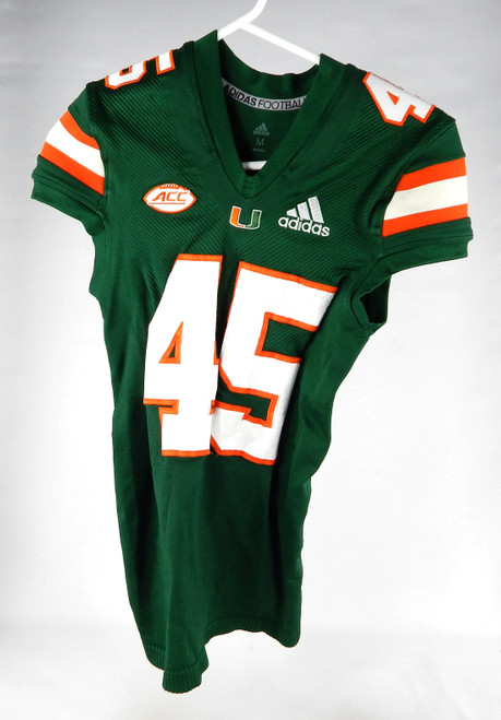 2019 Miami Hurricanes #45 Game Used Green Jersey Football NP Rem M DP75245