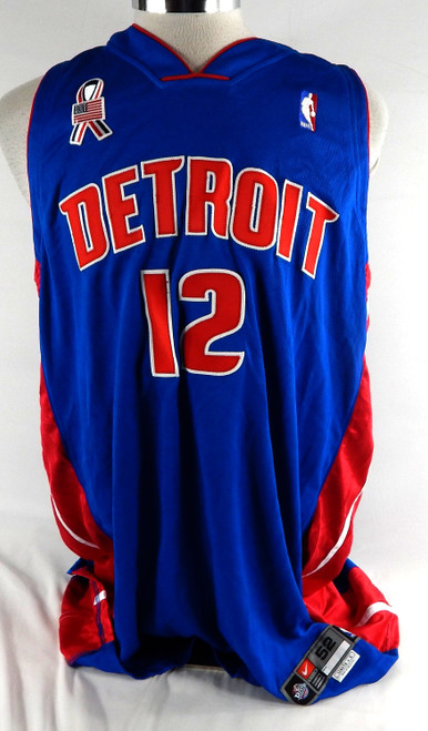 2001-02 Detroit Pistons Michael Curry #12 Game Issued Blue Jersey 911 Patch 52 8