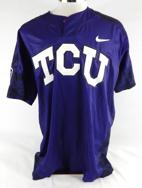 Texas Christian TCU Horned Frogs #24 Game Used Purple Jersey Baseball XL 507