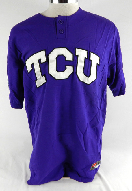 2000s Texas Christian TCU Horned Frogs #17 Game Used Purple Jersey Baseball XL 6