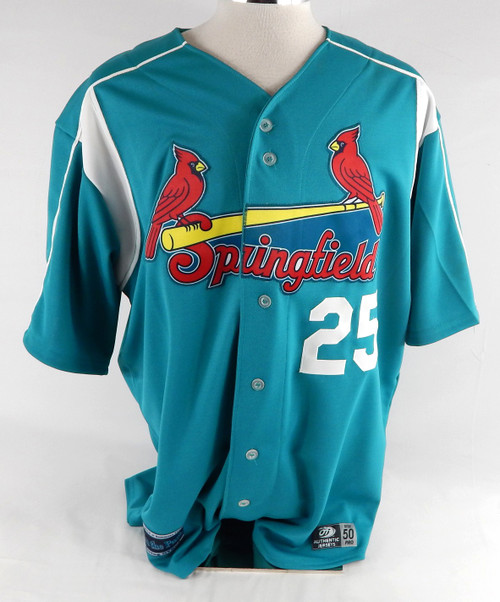 2012 Springfield Cardinals Oscar Taveras #25 Game Used Sign Teal Jersey GYNCA 4