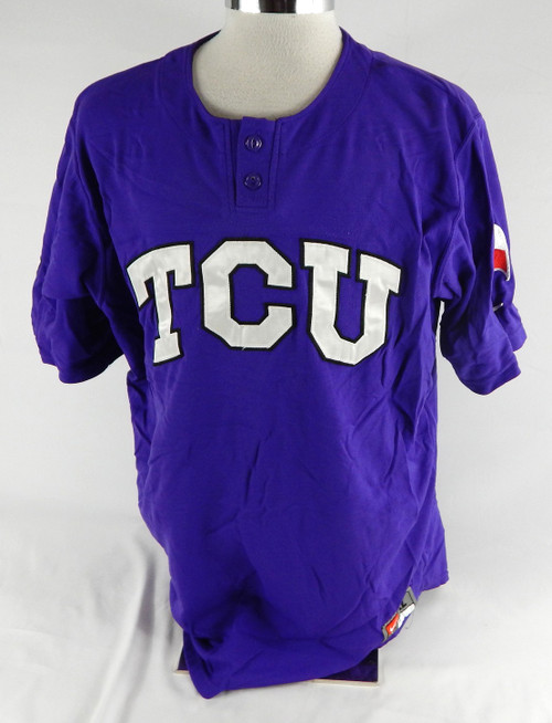 2000s Texas Christian TCU Horned Frogs #27 Game Used Purple Jersey Baseball XL 3