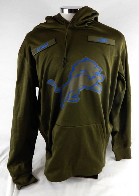 2018 Detroit Lions Authentic Green Hoodie Sweatshirt Salute to Service Nike 1