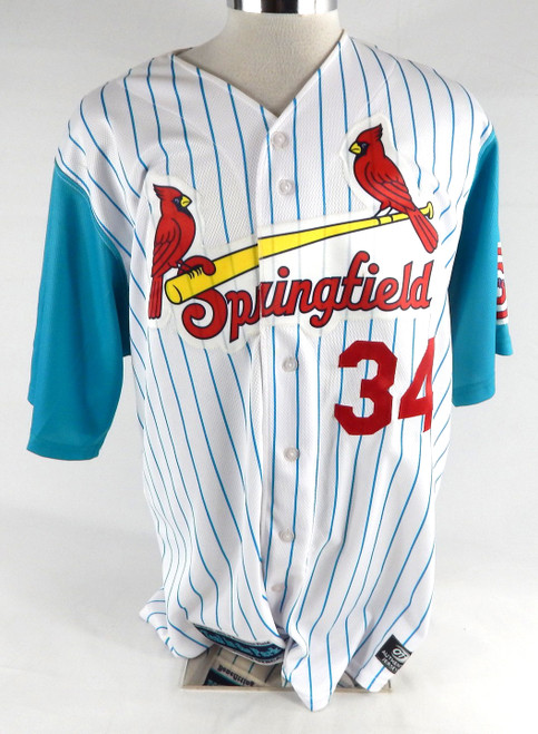 2013 Springfield Cardinals Heath Wyatt #34 Game Used Sign White Jersey Musial P