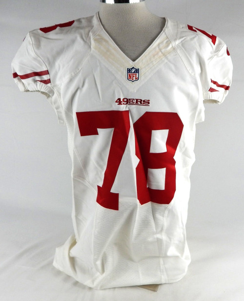 2014 San Francisco 49ers Joe Looney #78 Game Used White Jersey 48 051
