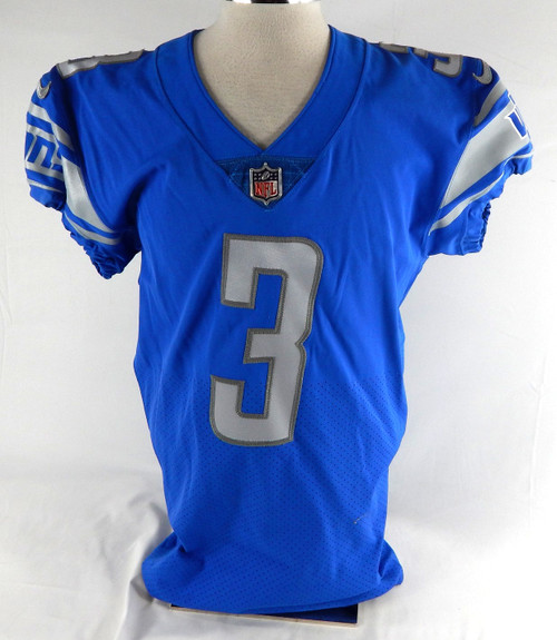 2019 Detroit Lions Jack Fox #3 Game Issued Pos Used Blue Jersey 44 493