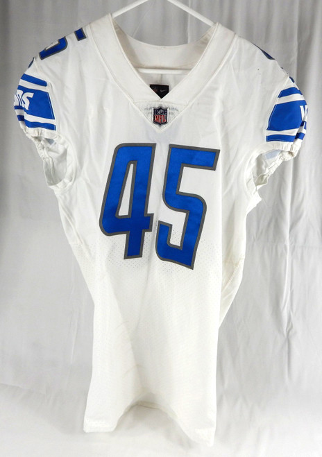 2019 Detroit Lions #45 Game Used White Jersey Name Plate Removed 42 386