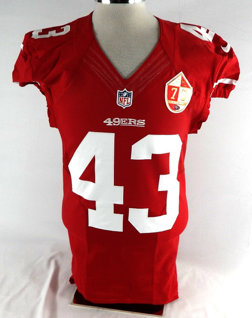 2012 San Francisco 49ers Chris Davis #43 Game Used Red Jersey 70th Patch 40 476