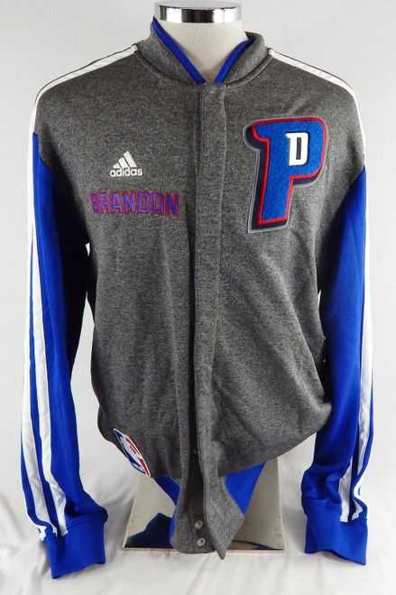 2013-14 Detroit Pistons Brandon Jennings #7 Game Used Grey Warm Up Jacket L 273