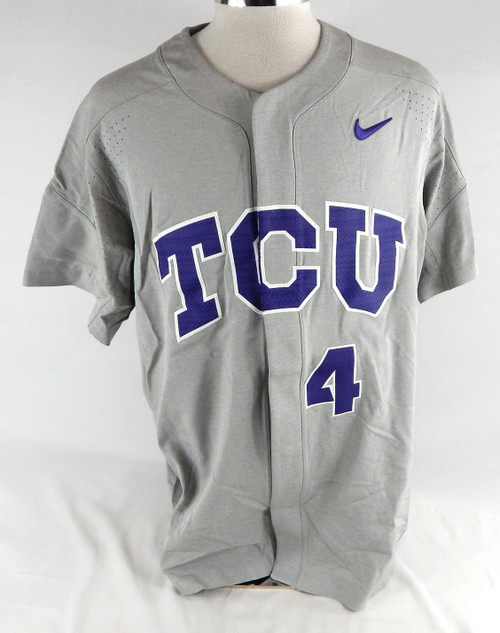 2017 Texas Christian TCU Horned Frogs #4 Game Issued Grey Jersey Baseball XL 510