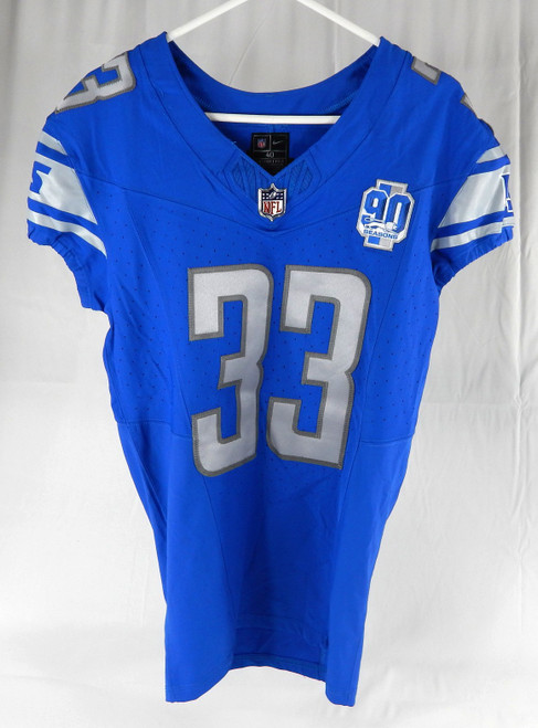 2023 Detroit Lions Devine Ozigbo #33 Game Issued Blue Jersey 90 Seasons P 40 340