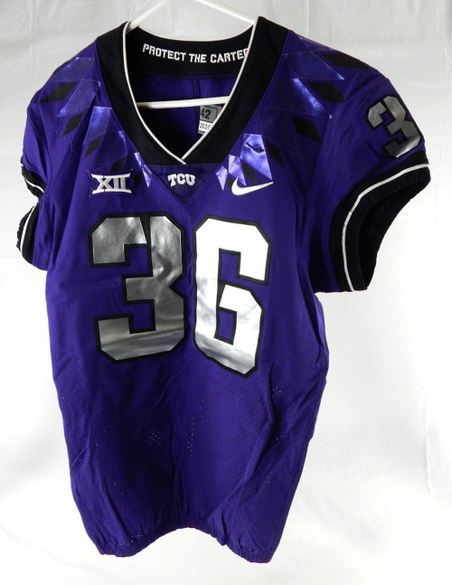 2020 Texas Christian TCU Frogs #36 Game Used Purple Jersey Football NP Rem 42 6