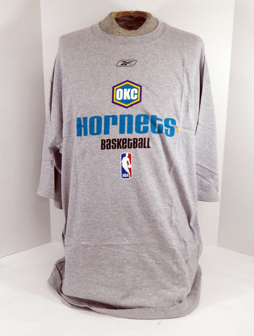 New Orleans Oklahoma City Hornets Team Issued Grey Training T-Shirt 2XL DP57545