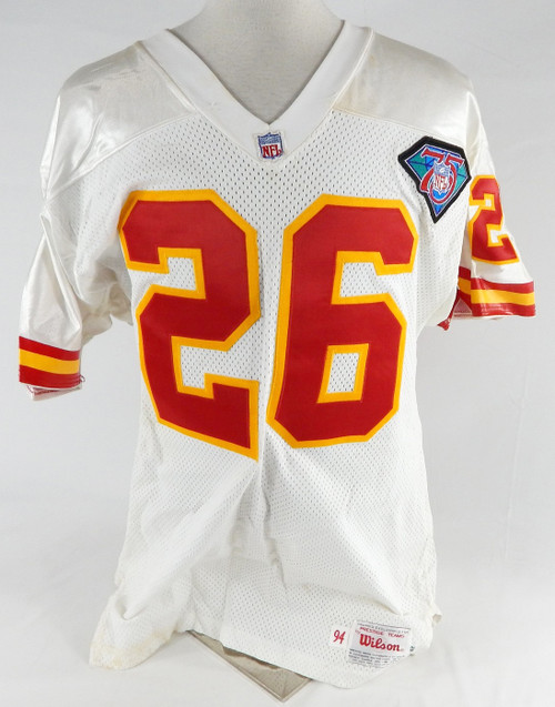 1994 Kansas City Chiefs #26 Game Issued White Jersey 75th Patch 42 097