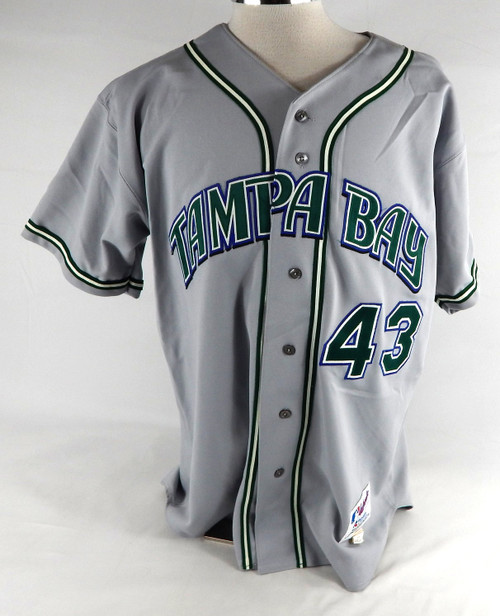 2004 Tampa Bay Devil Rays Dicky Gonzalez #43 Game Used Grey Jersey 483
