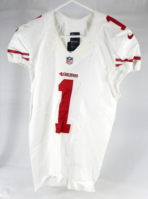 2014 San Francisco 49ers Josh Johnson #1 Game Issued White Jersey 40 346