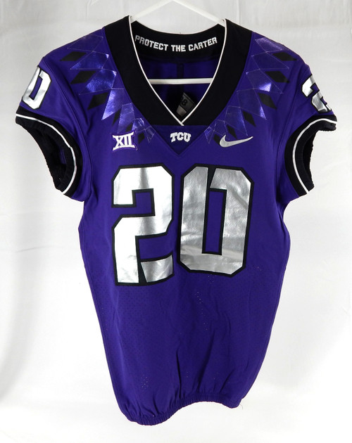 2019-24 Texas Christian TCU Frogs #20 Game Used Purple Jersey Football NP Rem 3