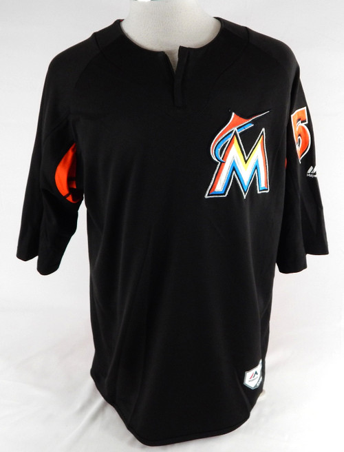 Miami Marlins Jackson #55 Game Used Black Jersey Batting Practice L 454
