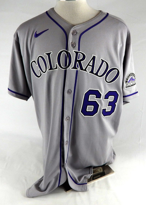 2025 Colorado Rockies Diego Castillo #63 Game Issued Grey Jersey 48 919