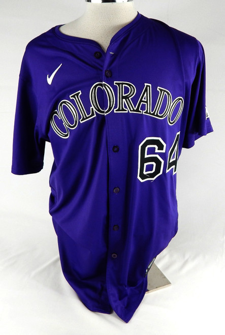 2025 Colorado Rockies Bradley Blalock #64 Game Issued Pos Used Purple Jersey 4