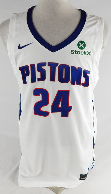 2024-25 Detroit Pistons Daniss Jenkins #24 Game Issued P Used White Jersey SL 9
