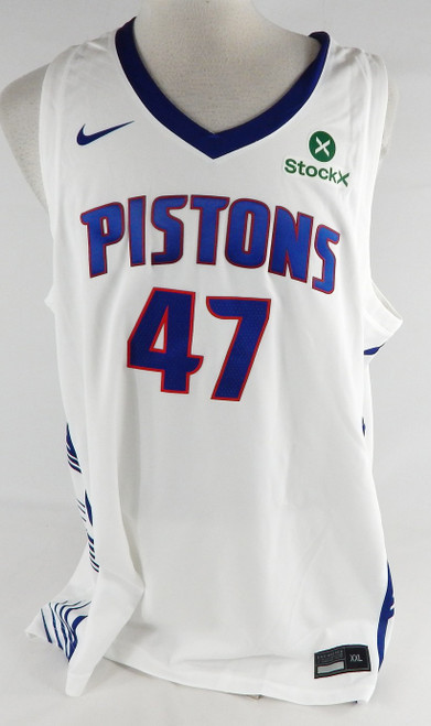 2024-25 Detroit Pistons Dawson Garcia #47 Game Issued P Used White Jersey SL 8