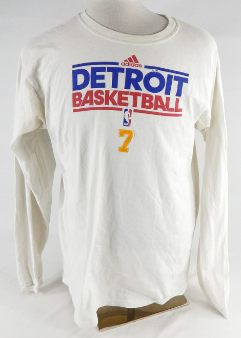 2024-25 Detroit Pistons #7 Game Used White Long Sleeve Crew Neck Shirt XL 404