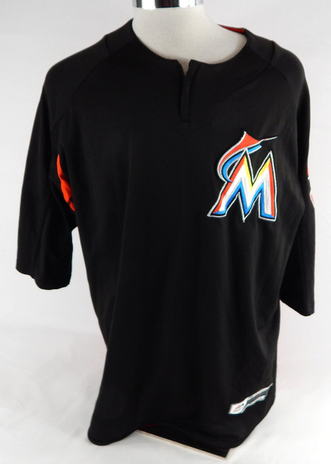 Miami Marlins Jeff Locke #31 Game Used Black Jersey Batting Practice XL 468