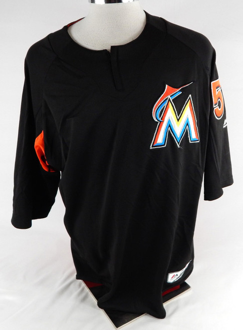 Miami Marlins Brian Anderson #55 Game Used Black Jersey Batting Practice XL 453