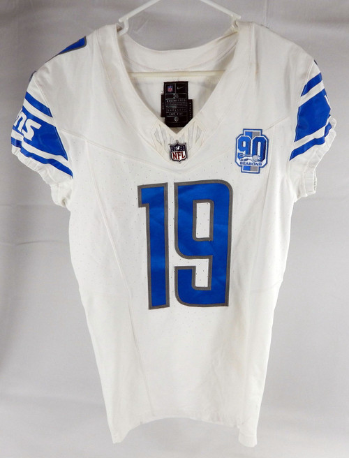 2023 Detroit Lions Trey Quinn #19 Game Issued White Jersey 90th Patch 38+4 002