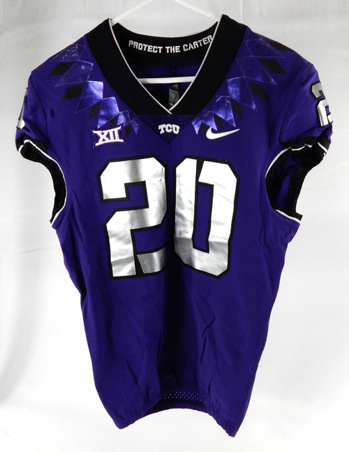 2019-24 Texas Christian TCU Frogs #20 Game Used Purple Jersey Football NP 6