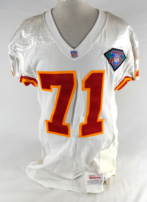 1994 Kansas City Chiefs Greg Kragen #71 Game Issued White Jersey 75th P 48 4