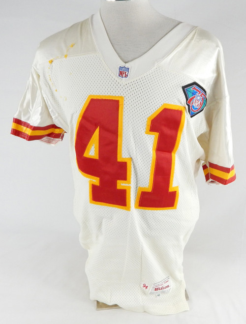 1994 Kansas City Chiefs Dave Whitmore #41 Game Issued White Jersey 75th P 42 106
