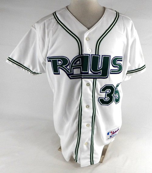 2002-03 Tampa Bay Devil Rays Hector Luna #35 Game Issued White Jersey 46 481