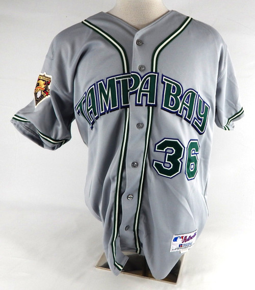 2001 Tampa Bay Devil Rays Manny Aybar #36 Game Issued Grey Jersey 100 Patch  518