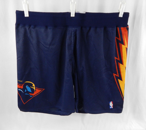 1997-99 Golden State Warriors Game Issued Navy Shorts Lightning Bolt 44 589