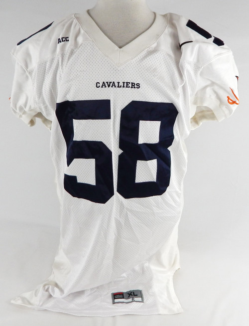 2002-03 Virginia Cavaliers #58 Game Used White Jersey Football NP Rem XL 686