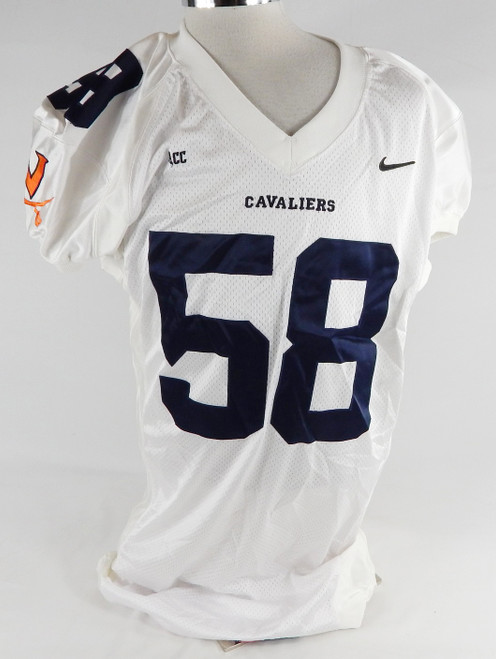 2003 Virginia Cavaliers #58 Game Used White Jersey Football NP Rem XL 687