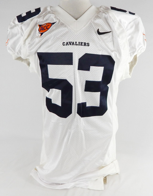 2005 Virginia Cavaliers #53 Game Used White Jersey Football NP Rem L 689