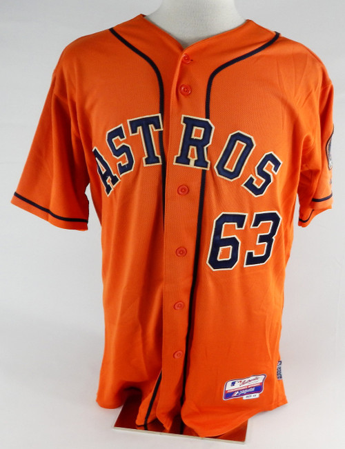 2013-17 Houston Astros #63 Game Used Orange Jersey Name Plate Removed 46 050